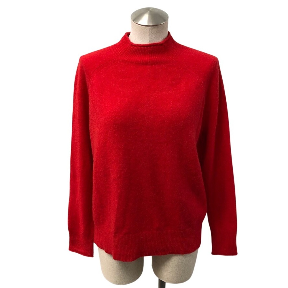 J.Crew Mockneck Sweater Womens Small Red Merino Wool Alpaca Blend Minimalist